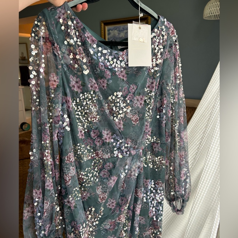 Mac Duggal Sequin Floral Gown